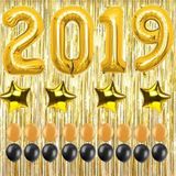 Pazariz Balon 2019 Rakam Balon Seti -90 cm Gold - Balon Pompası !