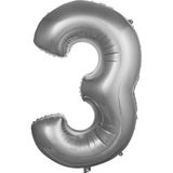Pazariz Balon 3 Rakam 76 cm Gümüş Folyo Balon 34 Inc