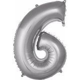 Pazariz Balon 6 Rakam 76 cm Gümüş Folyo Balon 34 Inc