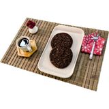 Pazariz Bambu Hasır Amerikan Servis Tabak Altlığı 12 Adet - 29 x 44 cm - Kahverengi