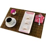 Pazariz Bambu Hasır Amerikan Servis Tabak Altlığı 12 Adet Model:2009 - 10 x 10 cm - Kahverengi - Krem