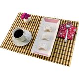 Pazariz Bambu Hasır Amerikan Servis Tabak Altlığı 4 Adet - 10 x 10 cm - Kahverengi - Krem