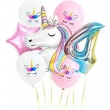 Pazarız Gökkuşağı Rakam Unicorn Folyo 4 Yaş Balon Seti