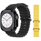 Pazariz Gs8 Watch 8 Ultra Akıllı Saat Siyah Türkçe Watch 2.02 Inc Sarı Silikon Kordon Hediye