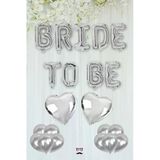 Pazariz Gümüş Bride To Be Folyo Balon Seti - Bekarlığa Veda Bride Partisi Balon Süsleme Büyük Gümüş
