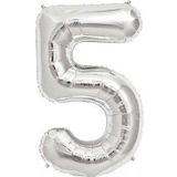 Pazarız Gümüş Folyo Sayılı Helyum 100 cm Dev Boy 5 Balon