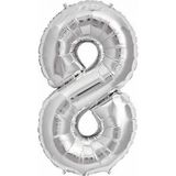 Pazarız Gümüş Folyo Sayılı Helyum 100 cm Dev Boy 8 Balon