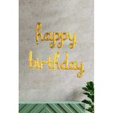 Pazariz Happy Birthday El Yazısı Imza Folyo Balon Gold Renk Doğum Günü Parti Balonu