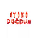 Pazariz Iyiki Doğdun Folyo Balon Set Kırmızı