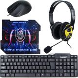 Pazariz K20 Gaming 4 Parça Oyuncu Seti Klavye Mouse Kulaklık Mouse Pad - Siyah