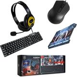 Pazariz Klavye Mouse Seti Mouse Pad Oyuncu Kulaklığı K40 - 4 Lü Oyuncu Bilgisayar Seti - Siyah