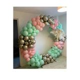 Pazariz Krom Beyaz Altın Makaron Mint Yeşili Ve Makaron Pembe Balon Zinciri 100 Adet