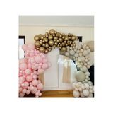 Pazariz Krom Gold Makaron Pembe Pastel Deniz Kumu Balon Zinciri 100 Adet