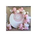 Pazariz Krom Gold Makaron Pembe Ve Beyaz Balon Zinciri 100 Adet