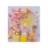 Pazariz Krom Gold Makaron Sarı Makaron Pembe Balon Balon Konsept Zincir