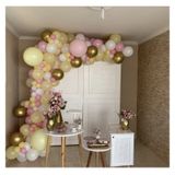 Pazariz Krom Gold Makaron Sarı Pembe Ve Beyaz Balon Zinciri 100 Adet