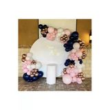 Pazariz Krom Gold Pastel Gece Mavisi Makaron Pembe Ve Beyaz Balon Zinciri 100 Adet