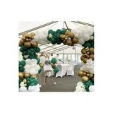 Pazariz Krom Gold Pastel Koyu Yeşil Ve Beyaz Balon Zinciri 100 Adet