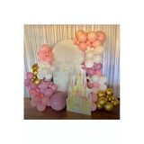 Pazariz Krom Gold Retro Toz Pembe Makaron Pembe Ve Beyaz Balon Zinciri 100 Adet