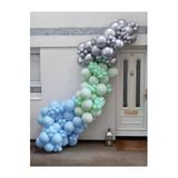 Pazariz Krom Gümüş Makaron Mavi Ve Mint Balon Zinciri 100 Adet