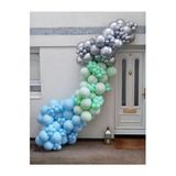 Pazariz Krom Gümüş Makaron Mavi Ve Mint Yeşili Pastel Balon Zinciri 100 Adet