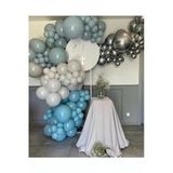 Pazariz Krom Gümüş Mavi Cam Gri Ve Duman Balon Zinciri 100 Adet