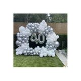 Pazariz Krom Gümüş Pastel Beyaz Balon Zinciri 100 Adet