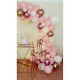 Pazariz Krom Pembe Krom Gold Pastel Beyaz Pembe Balon Konsept Balon