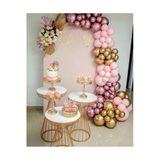 Pazariz Krom Pembe Krom Gold Ve Makaron Pembe Balon Zinciri 100 Adet