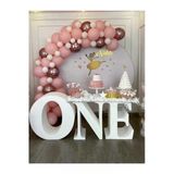 Pazariz Krom Pembe Pastel Makaron Pembe Ve Beyaz Balon Zinciri 100 Adet