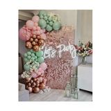 Pazariz Krom Rose Gold Makaron Pembe Ve Kış Yeşili Balon Zinciri 100 Adet
