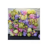 Pazariz Makaron Pembe Lila Sarı Ve Retro Zeytin Balon Zinciri 100 Adet