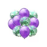 Pazariz Metalik Mor Yeşil Konfetili Balon