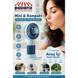 Pazariz Mini Taşınabilir Fan Ayrılabilir Telefon Tutucu Özellikli Stand Sevimli Tasarımı Küçük Vantilatör USB Şarj Edilebilir Sevimli Ayı Taşınabilir Yelpaze Şarjlı Vantilatör 5V Rüzgar Hızı Masaüstü - Mavi - Lacivert