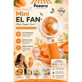 Pazariz Mini Taşınabilir Fan Vantilatör Telefon Tutucu Stand Özellikli Meyve ve Çiçek Tasarımı Küçük Vantilatör Type-C Şarj Edilebilir Soketli 3 Kademe Sessiz Taşınabilir Yelpaze Şarjlı Vantilatör - Turuncu - Beyaz
