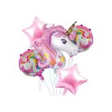 Pazariz Mutluluk 5'li Pembe Unicorn Folyo Balon Seti