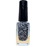 Pazariz Oje Seti, No: C-09 (Siyah-Beyaz Simli) + No: 47 (Beyaz), 12 Parça Manikür Pedikür Tırnak Bakım Seti