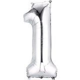 Pazarız Parti 1 Rakamı Gümüş Folyo 102 cm Balon