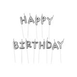 Pazariz Pasta Mumu Happy Birthday Yazılı Kürdan Mum 8 Cm Gümüş