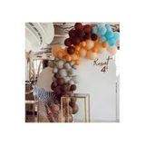 Pazariz Pastel Balon Kahverengi Gri Somon Ve Mavi Makaron Balon Zinciri 100 Adet