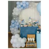 Pazariz Pastel Beyaz Makaron Mavi Şeffaf Balon Konsept Zinciri