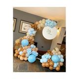 Pazariz Pastel Karamel Çöl Kumu Sütlü Kahve Ve Makaron Mavi Balon Zinciri 100 Adet