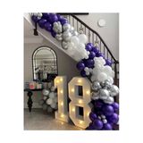Pazariz Pastel Mor Pastel Beyaz Krom Gümüş Balon Zinciri
