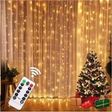 Pazariz Peri Telli Perde LED Işık Kumandalı 300 Ledli 3 x 3 Metre Usb'li 8 Animasyonlu Günışığı Yıldız