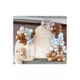 Pazariz Retro Taş Duman Makaron Mavi Ve Karamel Balon Zinciri 100 Adet