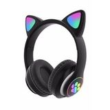 Pazariz Rgb Işıklı Kedi Kulak Kulaküstü Bluetooth Kulaklık Siyah