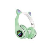 Pazariz Rgb Işıklı Kedi Kulaklı Kulaküstü Bluetooth Kulaklık Yeşil