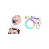 Pazariz Rgb Led Aynalı Selfie Işığı Makyaj Aynası Gökkuşağı Renkli Şarjlı