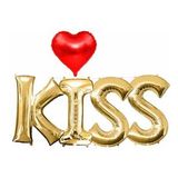Pazariz Sevgililer Günü Küçük Gold Kıss Folyo Balon Set 4 Küçük Kırmızı Kalp Folyo Balon