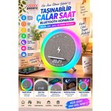 Pazariz Taşınabilir Çalar Saat Bluetooth Hoparlör 15W Kablosuz Şarj LED Işık, Beyaz Gürültü Uyku Yardımı, Müzik Çalar, Dijital Alarm Saat, Rgb Gece Lambası